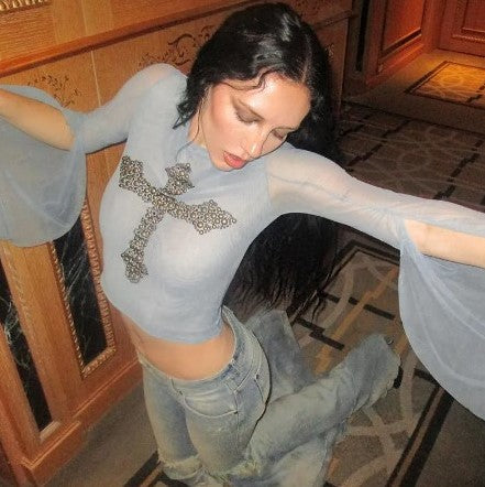 Cross Blue Crop Top