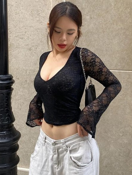 Y2k Long sleeve crop top