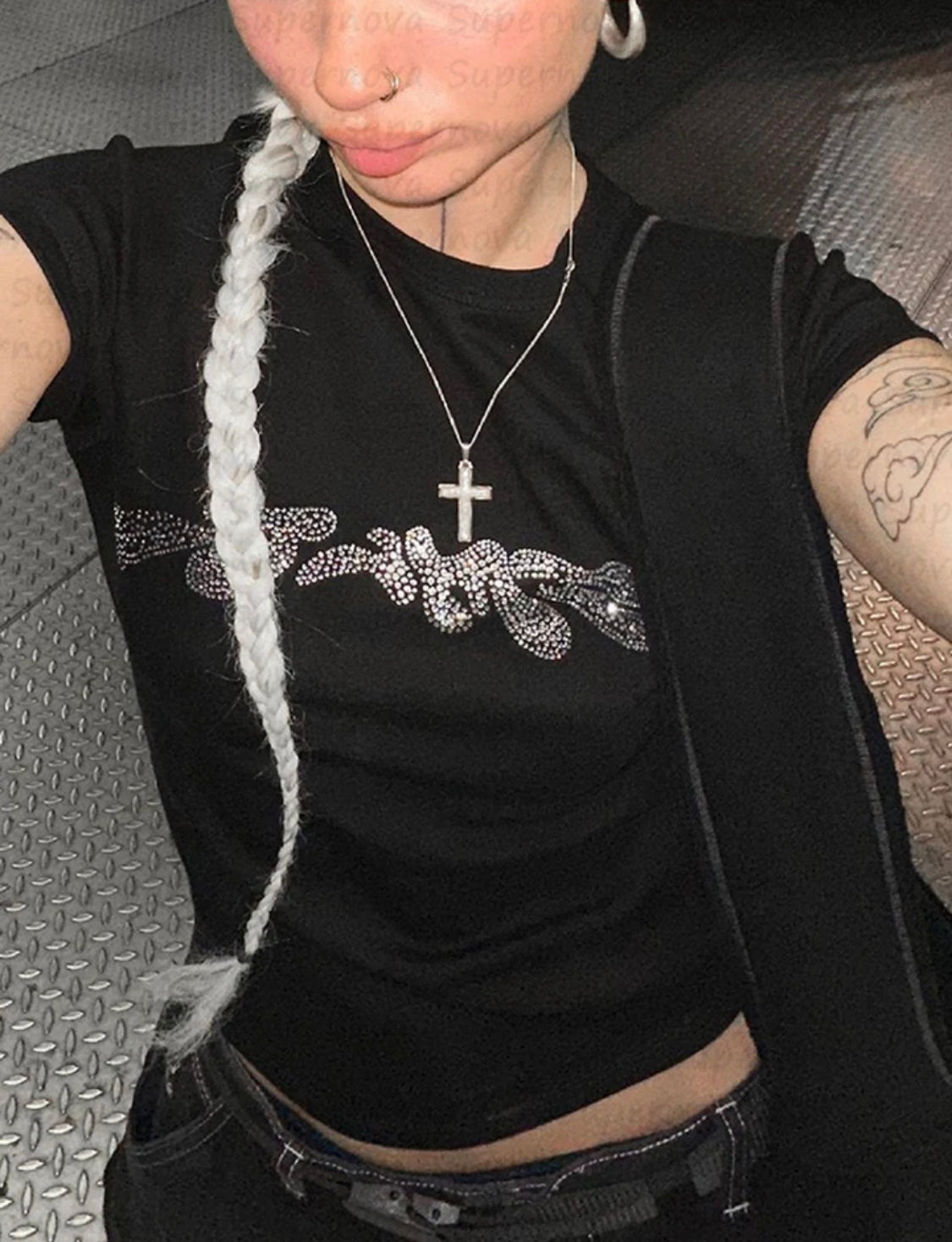 Y2k black Cropped Top