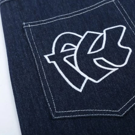 Retro Y2k Jorts embroidered with graffiti letter print