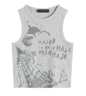 Sleeveless Tank Top y2k Opium Black and White