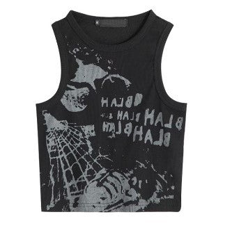 Sleeveless Tank Top y2k Opium Black and White