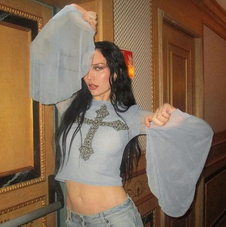 Cross Blue Crop Top